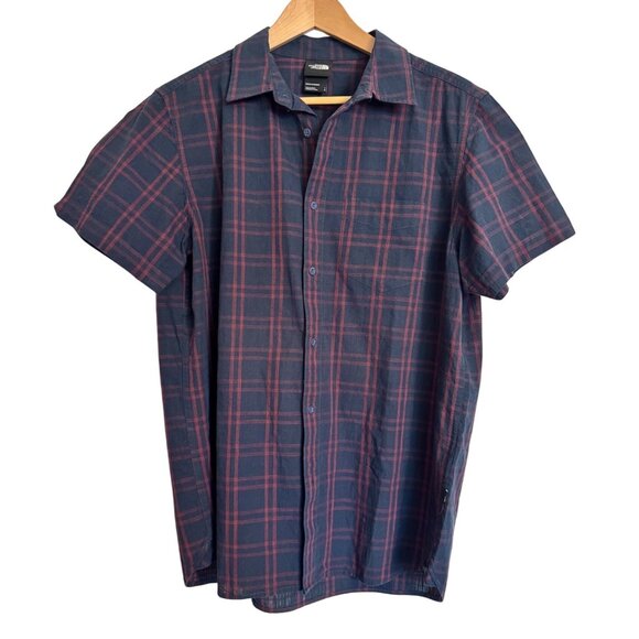 North Face Men’s Button Up Plaid Collared Size Large Shirt EUC Navy Blue - Picture 7 of 7